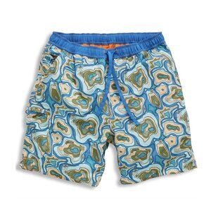 The Territory Ahead Sand And Sea Printed Swim Shorts in Topography Print, L